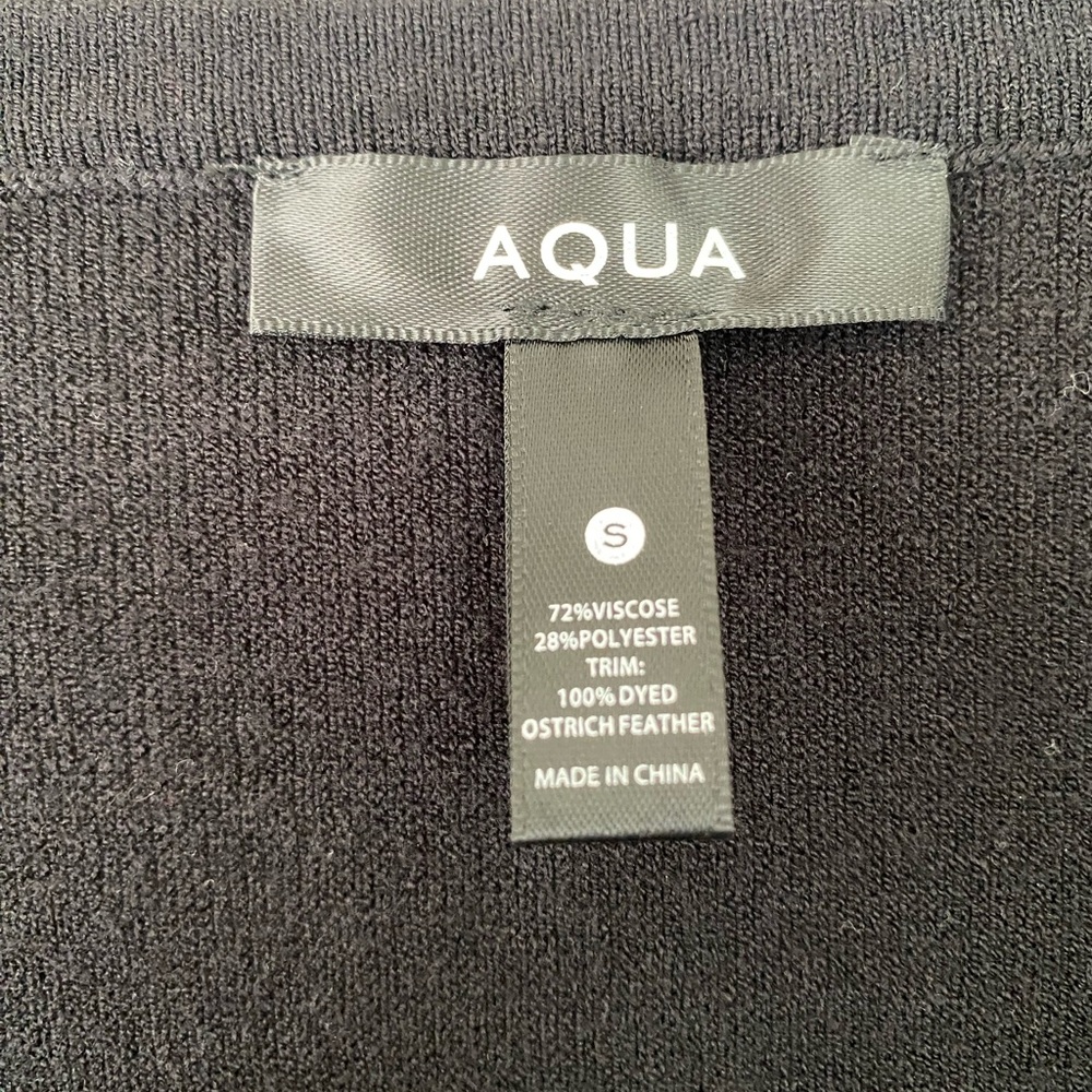 NWOT Aqua Black Cardigan with Feather Trim - Picture 4 of 6